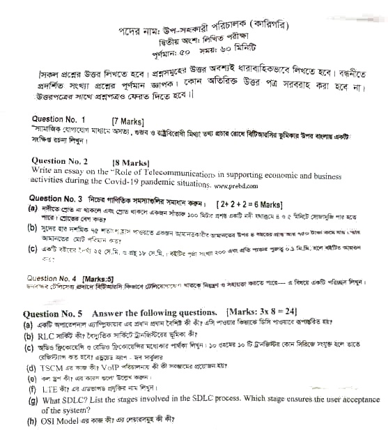 পল্লী সঞ্চয় ব্যাংক নিয়োগ পরীক্ষার সাজেশন 