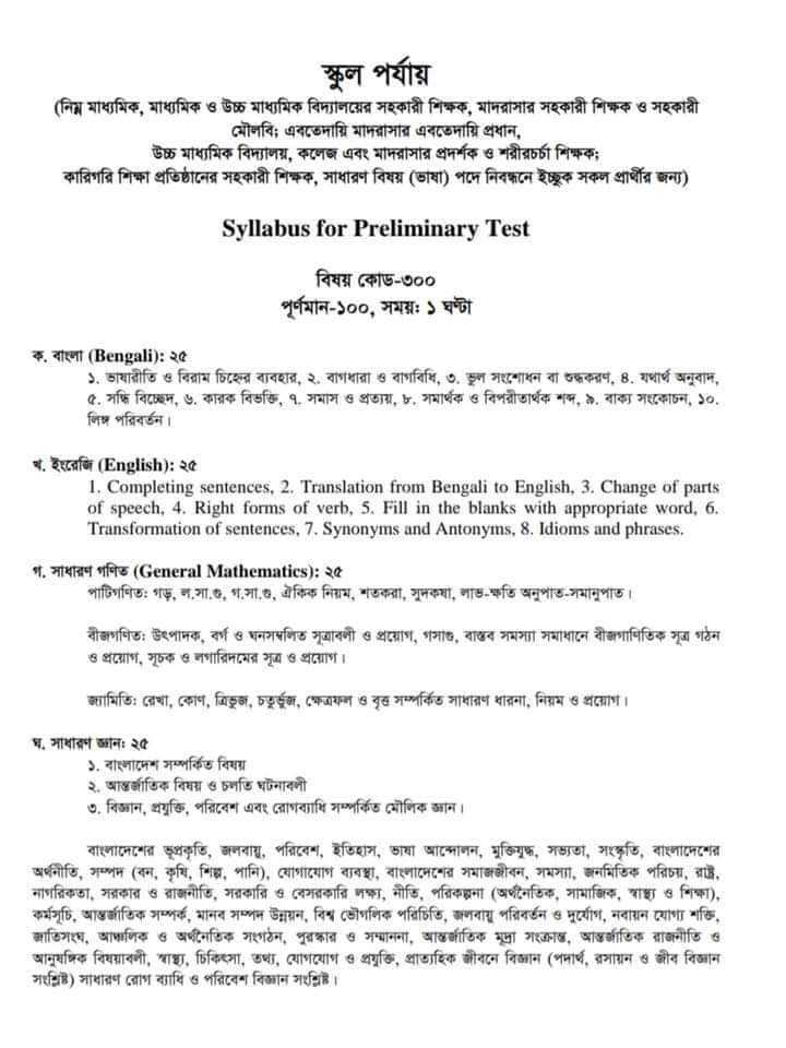 ১৮ তম শিক্ষক নিবন্ধন পরীক্ষার সিলেবাস – 18th NTRCA Syllabus