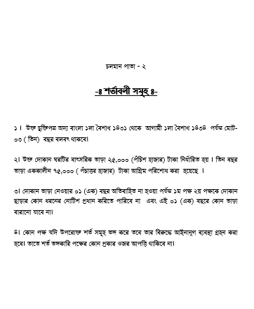 দোকান ভাড়ার চুক্তিপত্র
