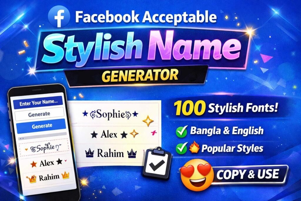 Facebook Acceptable Stylish Name Generator 2026 (100 Stylish Fonts)