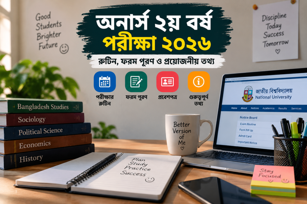 অনার্স ২য় বর্ষ পরীক্ষা ২০২৬ রুটিন ফরম পূরণ ও প্রয়োজনীয় তথ্য