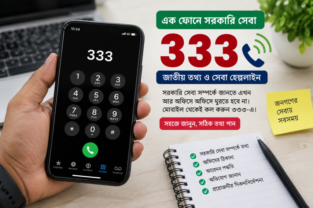 ৩৩৩ নম্বরে সরকারি তথ্য ও সেবা পাওয়ার নিয়ম